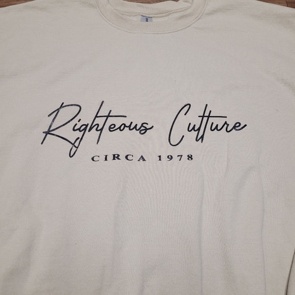 New! Righteous Culture Men's Crewneck Beige/Black Sweatshirt Sz 2xl - Picture 4 of 7